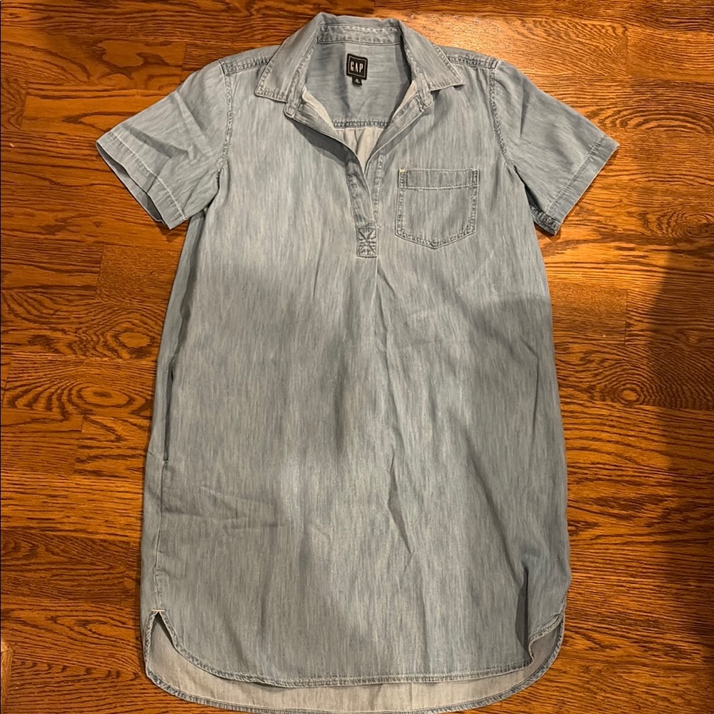 GAP Casual Light Blue Button Down Shirt Dress